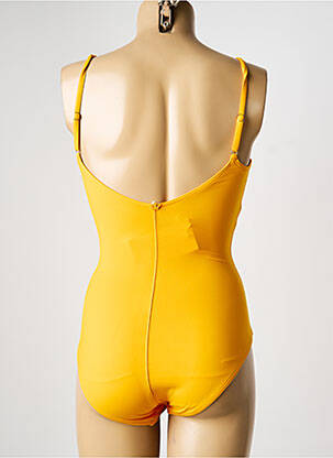 Maillot de bain 1 pièce effet matière satinée haut soutien-gorge balconnet jaune IODUS femme
