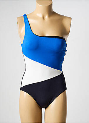 Maillot de bain 1 pièce effet matière satinée bleu IODUS femme