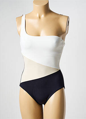 Maillot de bain 1 pièce effet matière satinée noir IODUS femme