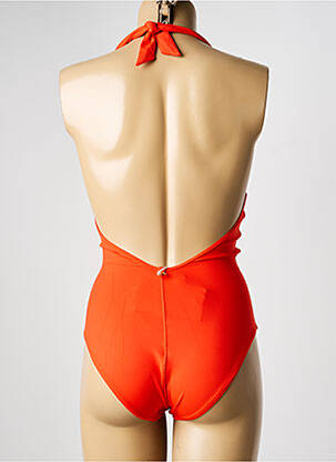 Maillot de bain 1 pièce effet matière satinée haut triangles orange IODUS femme