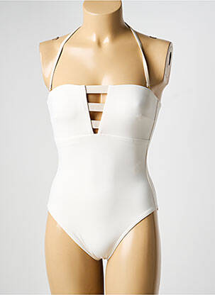 Maillot de bain 1 pièce bretelles élastiquées amovibles haut bandeau beige IODUS femme