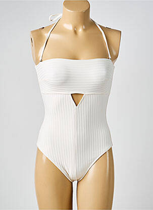 Maillot de bain 1 pièce bretelles élastiquées amovibles haut bandeau beige IODUS femme