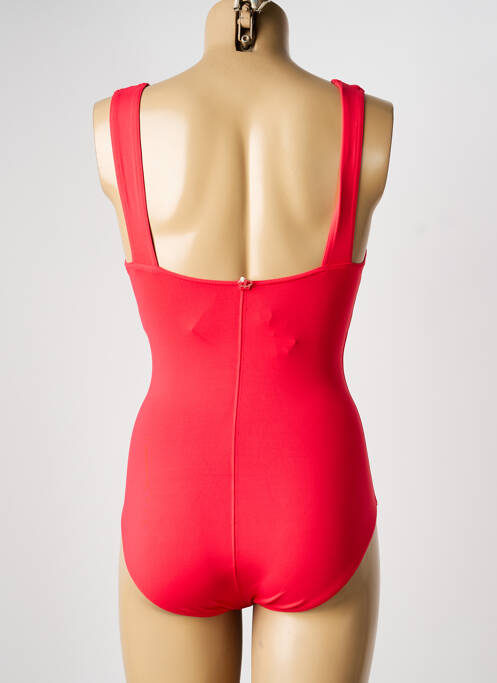 Maillot de bain 1 pièce effet matière satinée haut triangles rouge IODUS femme