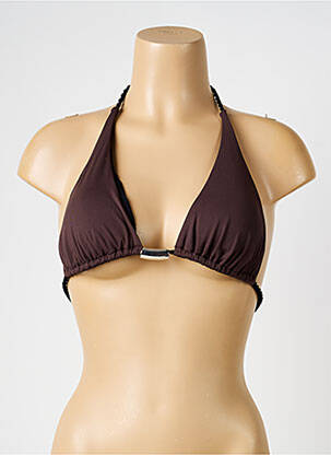 Haut de maillot de bain stretch haut soutien-gorge avec mousse de rembourrage amovible marron IODUS femme