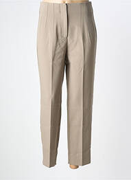 Pantalon droit fermeture zippée sous rabat avec crochet beige ONLY femme