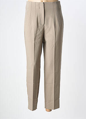 Pantalon droit fermeture zippée sous rabat avec crochet beige ONLY femme