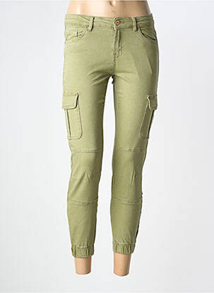 Pantalon cargo tissage popeline taille normale vert ONLY femme