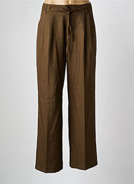 Pantalon droit fermeture zippée sous rabat boutonné taille normale marron ONLY femme