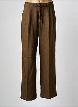 Pantalon droit fermeture zippée sous rabat boutonné taille normale marron ONLY femme