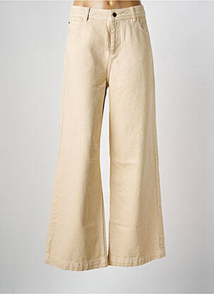 Pantalon large fermeture zippée sous rabat boutonné taille normale beige GRACE & MILA femme
