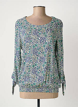 Blouse imprimé fleurs manches longues bleu BARBARA LEBEK femme