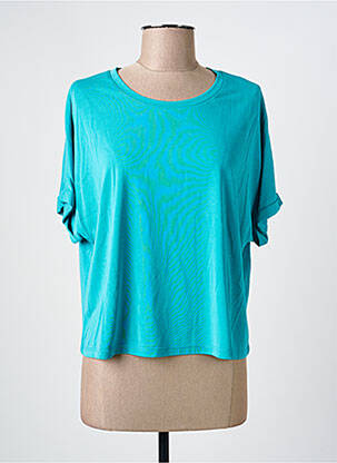 Top tissage jersey manches courtes bleu GRACE & MILA femme
