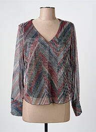 Top col v manches longues vert ONLY femme
