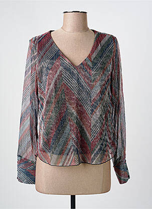 Top col v manches longues vert ONLY femme