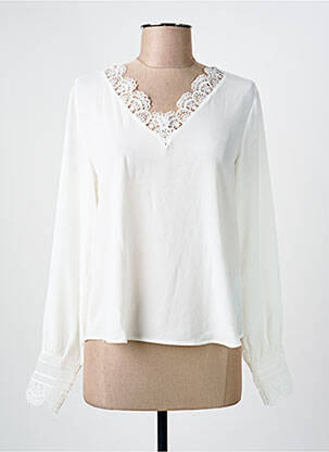 Top tissage crêpe manches longues blanc ONLY femme