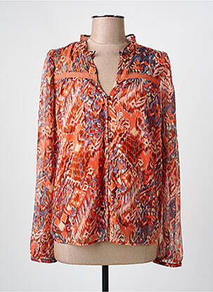 Chemisier tissage crêpe manches longues orange ONLY femme