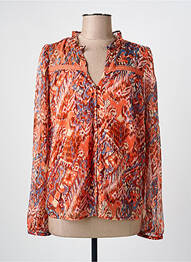 Chemisier tissage crêpe manches longues orange ONLY femme