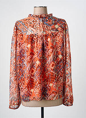 Chemisier tissage crêpe manches longues orange ONLY femme