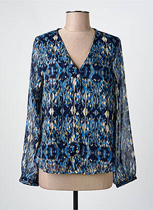 Chemisier tissage crêpe manches longues bleu ONLY femme