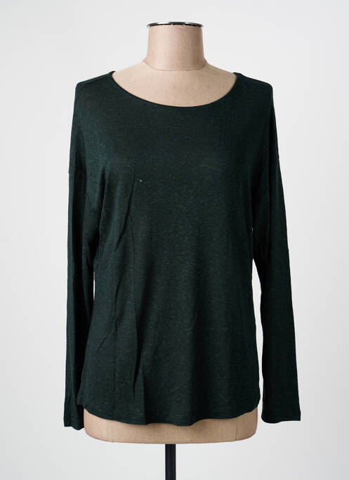 Top stretch manches longues vert ONLY femme