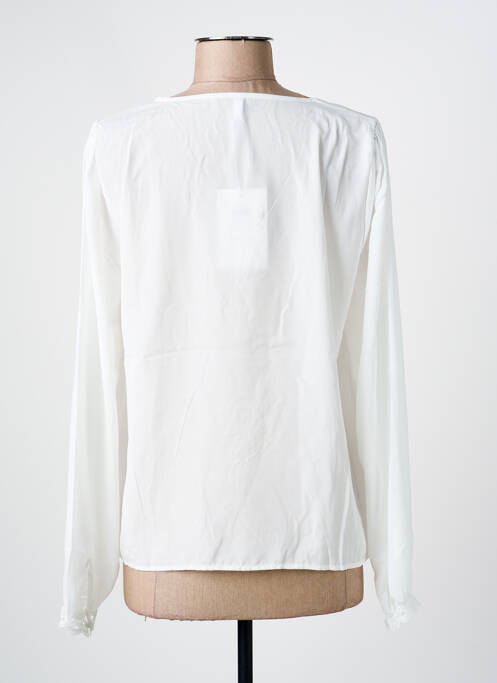 Top col v manches longues blanc ONLY femme
