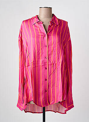 Chemisier tissage popeline manches longues rose PLEASE femme