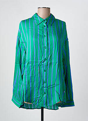Chemisier tissage popeline manches longues vert PLEASE femme