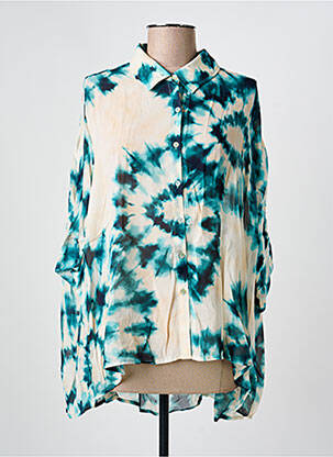 Chemisier tissage crêpe manches 3/4 vert GRACE & MILA femme