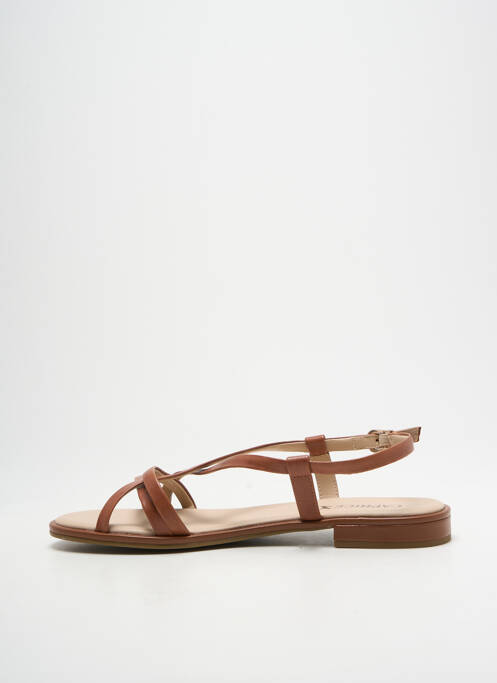 Sandales/nu pieds chiquet talon plat jusqu'à 3cm marron CAPRICE femme