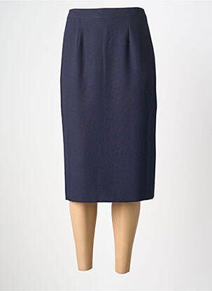 Jupe mi-longue taille à pinces bleu LISA CHESNAY femme