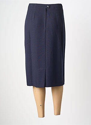 Jupe mi-longue taille à pinces bleu LISA CHESNAY femme
