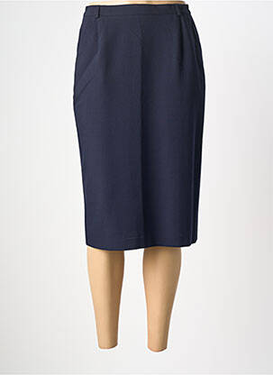 Jupe mi-longue taille à pinces bleu BIANCA femme