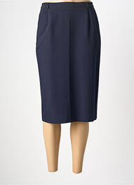 Jupe mi-longue taille à pinces bleu BIANCA femme