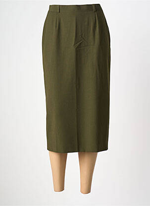 Jupe mi-longue taille à pinces vert LUCIA femme