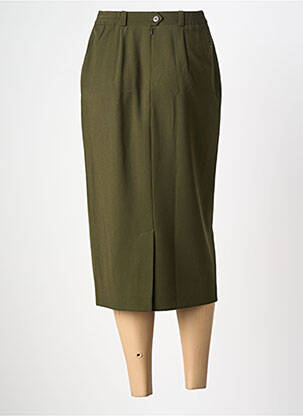 Jupe mi-longue taille à pinces vert LUCIA femme