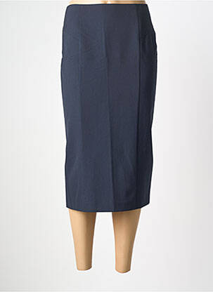 Jupe mi-longue taille à pinces bleu FRANK WALDER femme