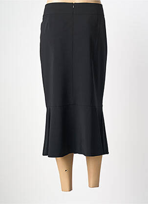 Jupe mi-longue coupe droite évasée sur le bas noir FRANK WALDER femme