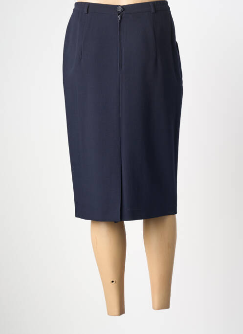 Jupe mi-longue taille à pinces bleu BIANCA femme