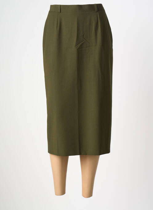 Jupe mi-longue taille à pinces vert LUCIA femme