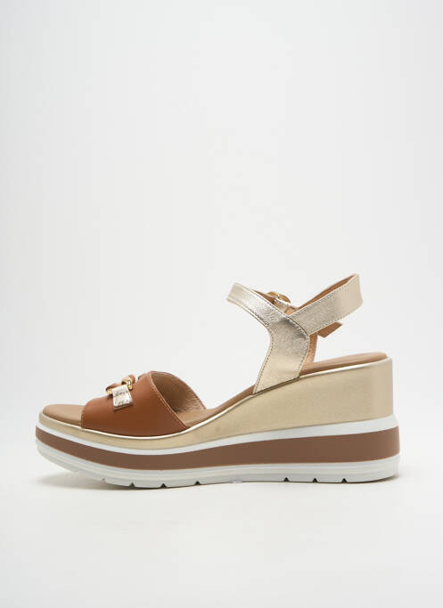 Sandales/nu pieds tissage satiné talon de 7 à 9cm or NERO GIARDINI femme