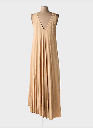 Robe longue coupe évasée sans manche marron ALLEN & JO femme