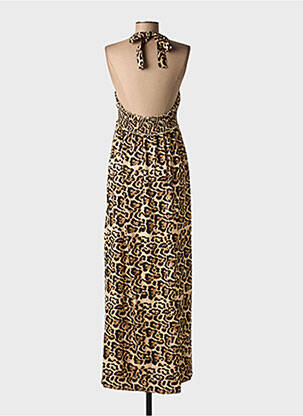 Robe longue coupe cintrée fines bretelles marron ELENA Z femme