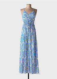 Robe longue manches bretelles ajustables fines bretelles bleu clair ELENA Z femme