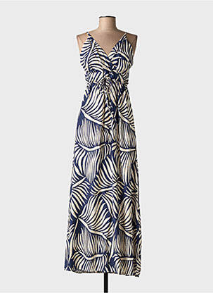 Robe longue manches bretelles ajustables fines bretelles bleu OU FASHION femme