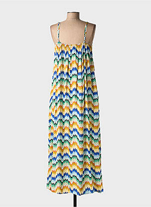 Robe longue manches bretelles ajustables fines bretelles bleu ROSA FASHION femme