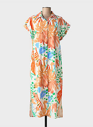 Robe mi-longue manches courtes manches courtes orange ROSA FASHION femme