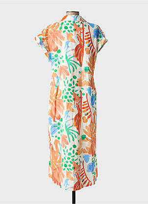 Robe mi-longue manches courtes manches courtes orange ROSA FASHION femme