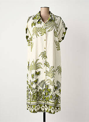 Robe mi-longue coupe fluide manches courtes vert ROSA FASHION femme