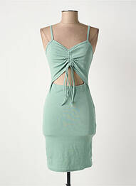 Robe mi-longue col v fines bretelles vert E.DIVA femme