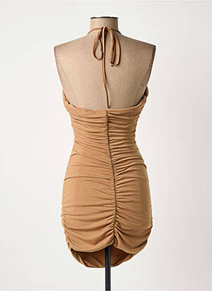 Robe courte col v fines bretelles beige SANDY femme